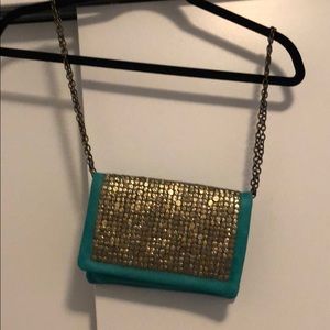 Urban Outfitters Teal & Gold handbag